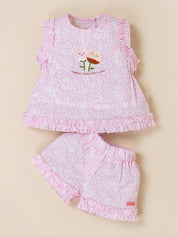 Baby Girls Floral Ruffle Top & Shorts Set