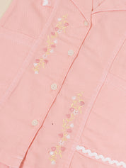 Girls Pink Embroidered Sleeveless Dress