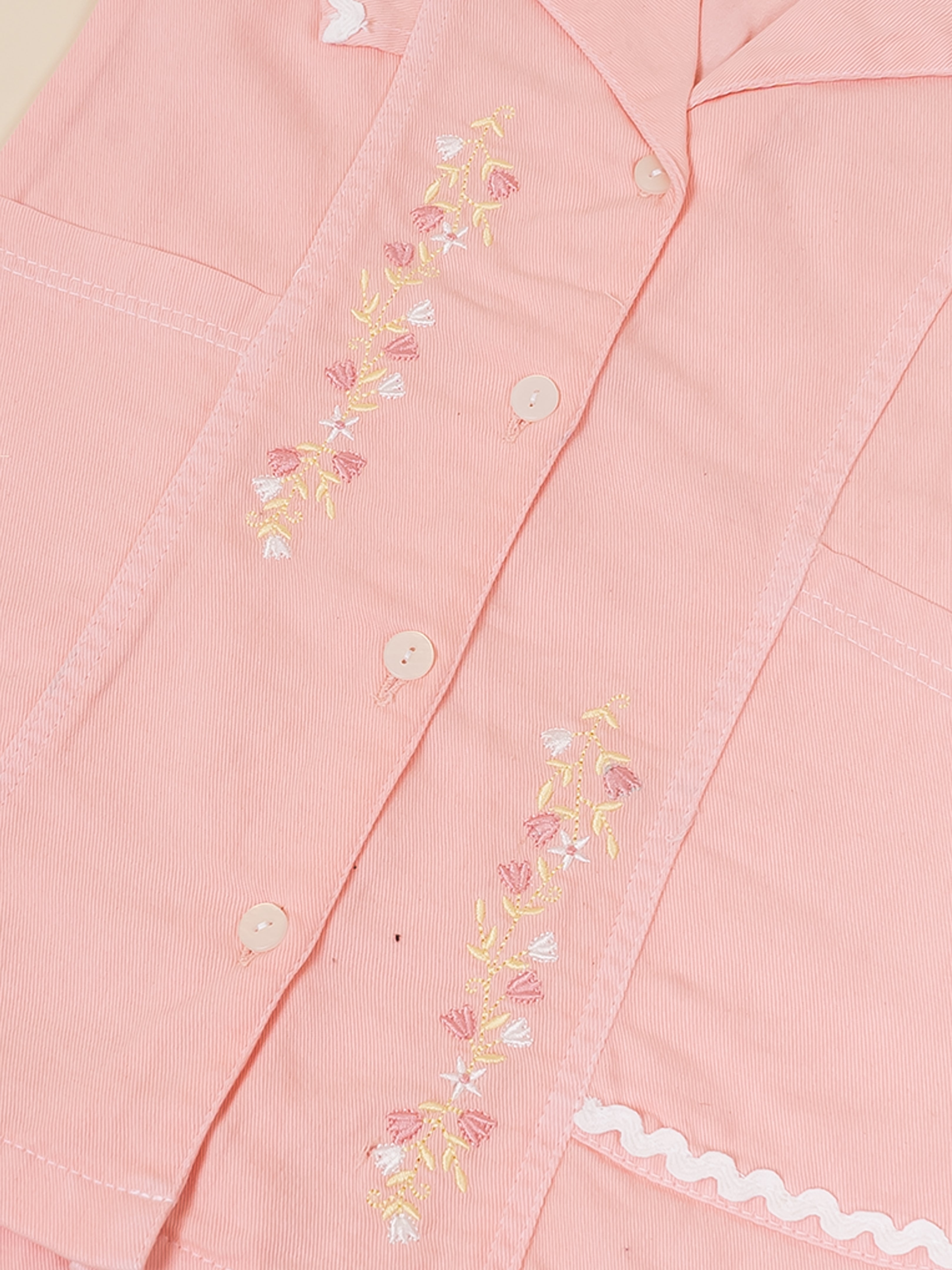 Girls Pink Embroidered Sleeveless Dress