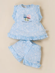 Baby Girls Floral Ruffle Top & Shorts Set