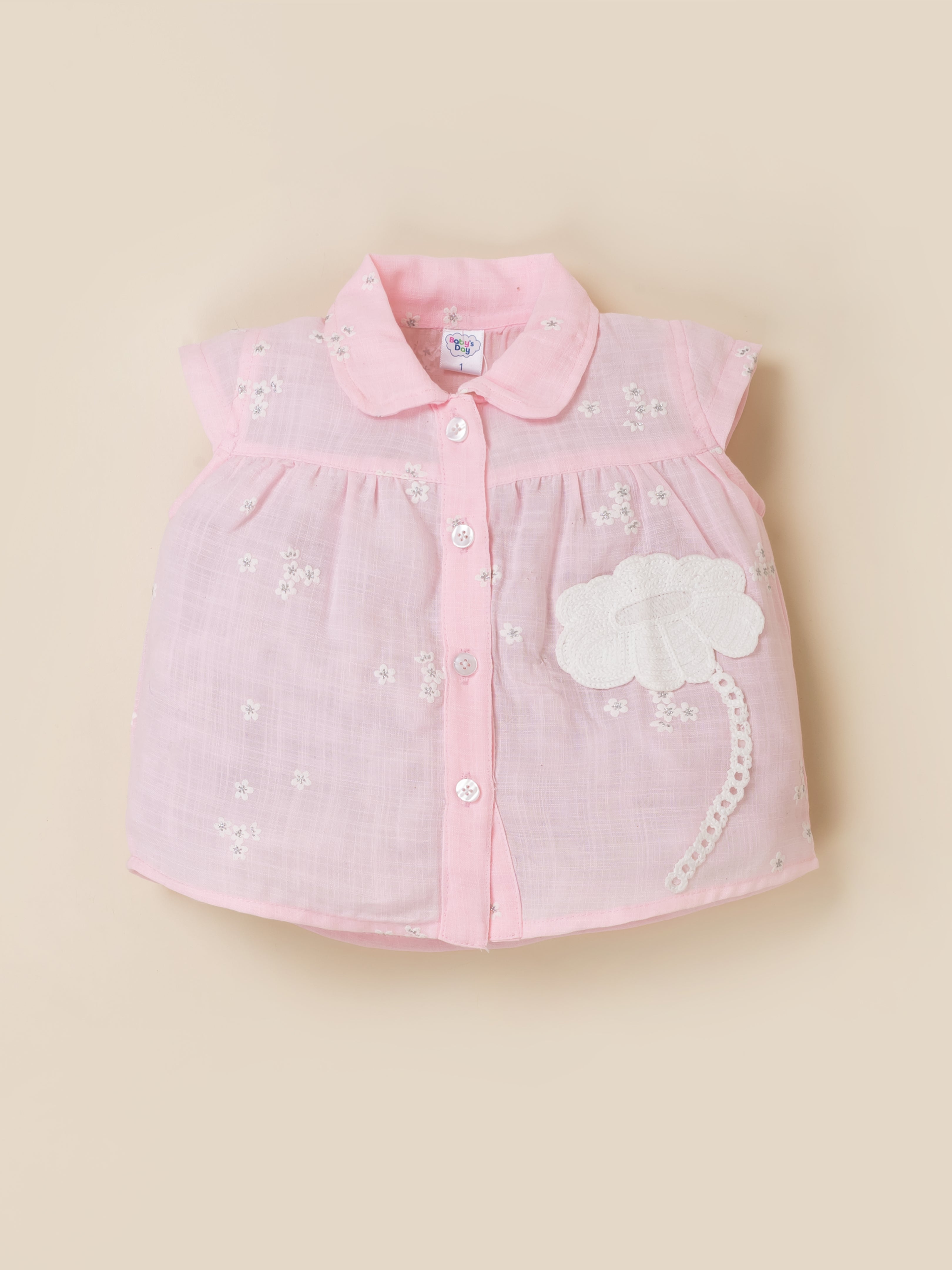 Baby Girls Shirt & Denim Shorts Outfit Set