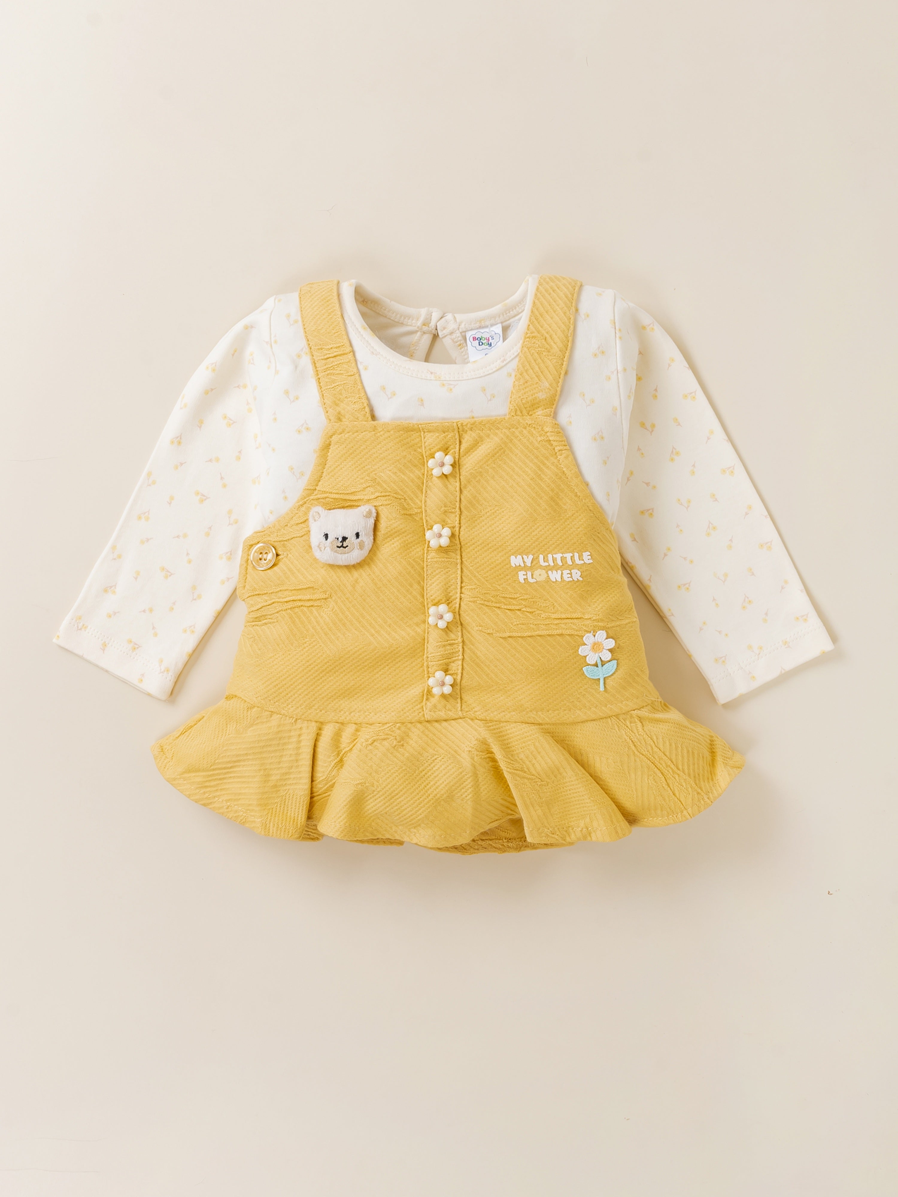 Dungaree with Printed Top & Pants Set