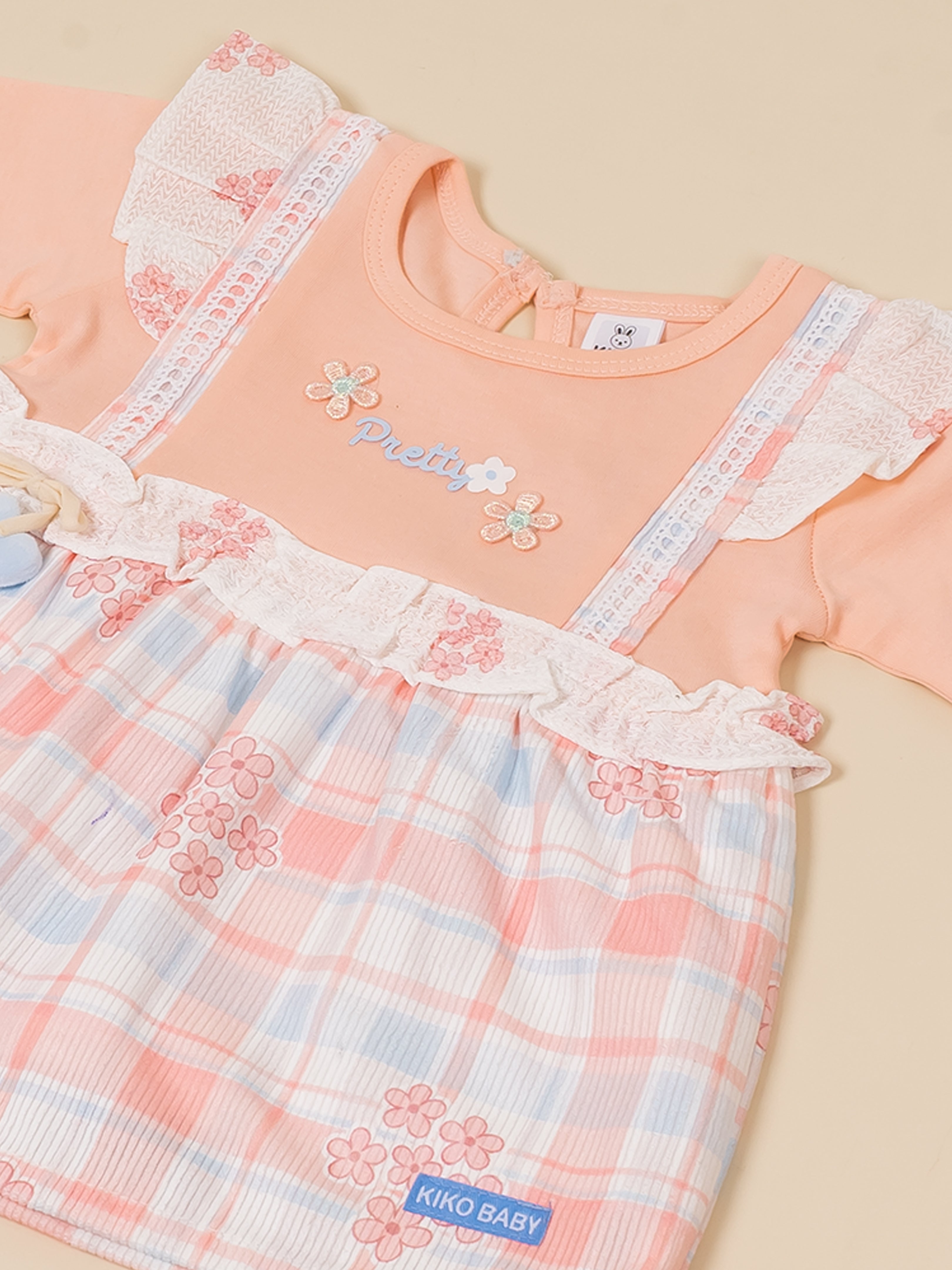 Baby Girls Plaid Frock Top with Leggings Set