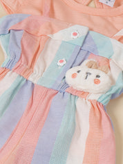 Girls Striped Dungaree Romper with Inner Top