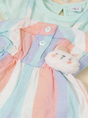 Girls Striped Dungaree Romper with Inner Top