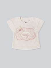 Girl’s Waffle Knit Top & Lace Ruffle Short Set