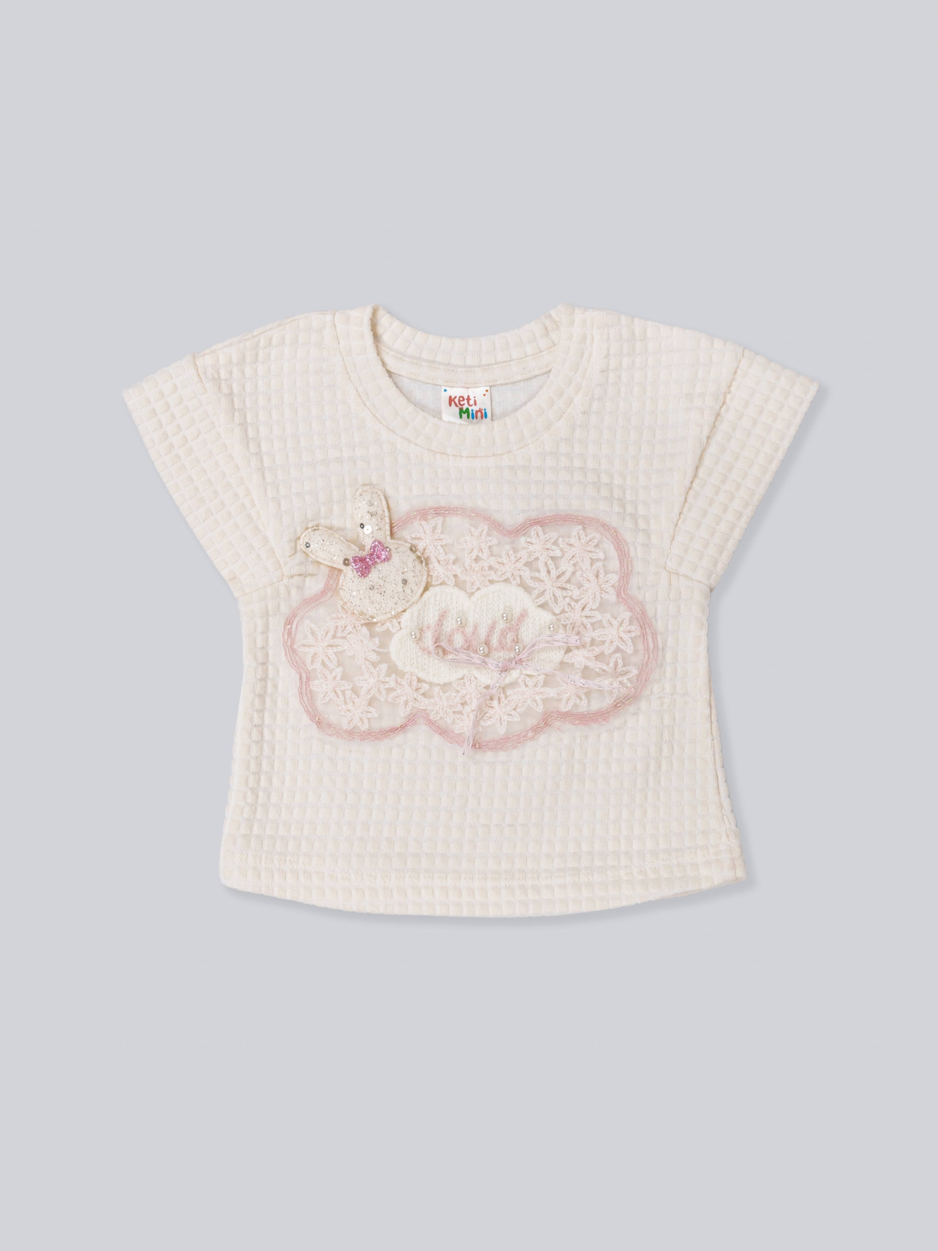 Girl’s Waffle Knit Top & Lace Ruffle Short Set