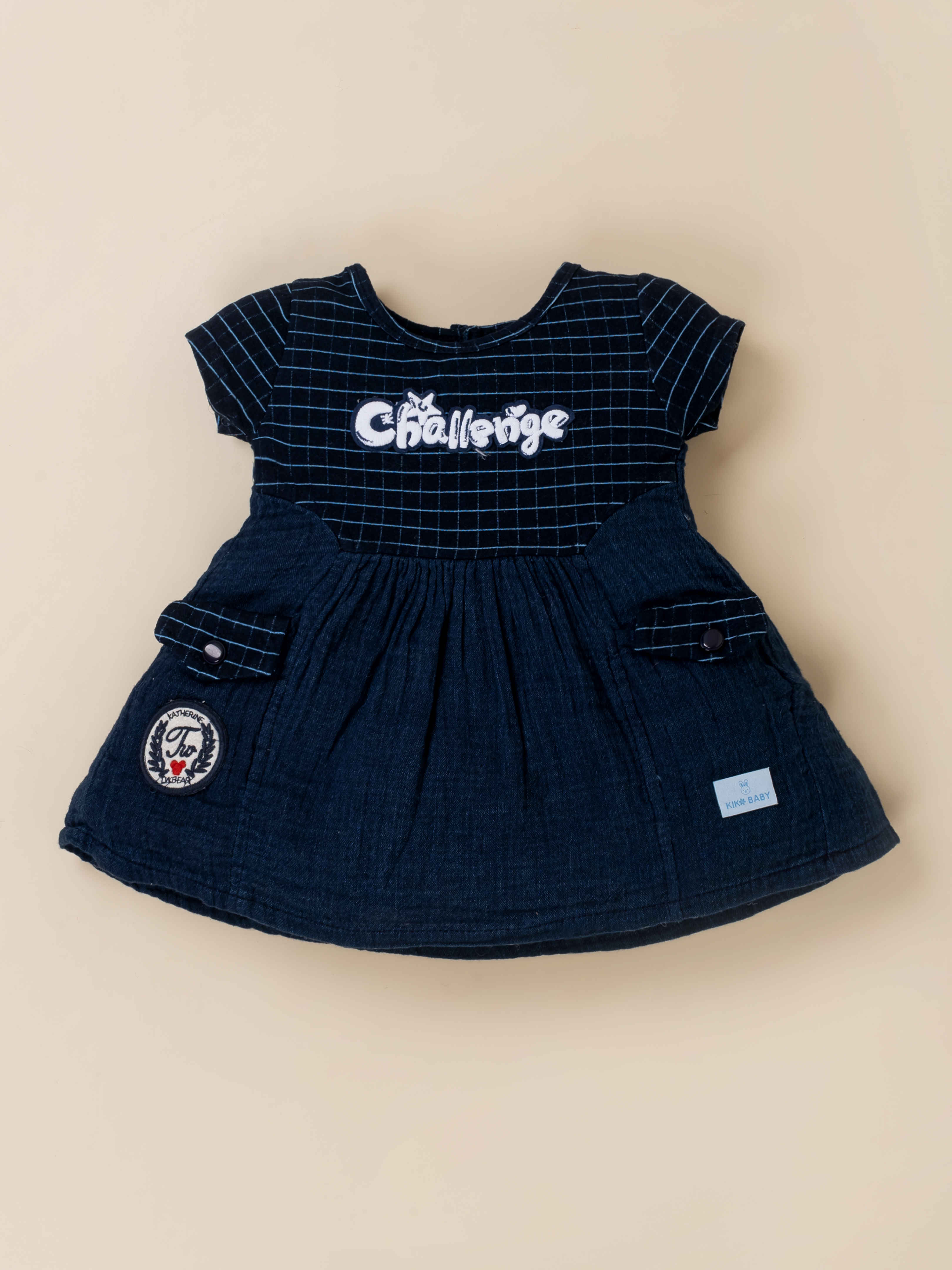 Girls' Indigo Knitted Frock with Matching Panty
