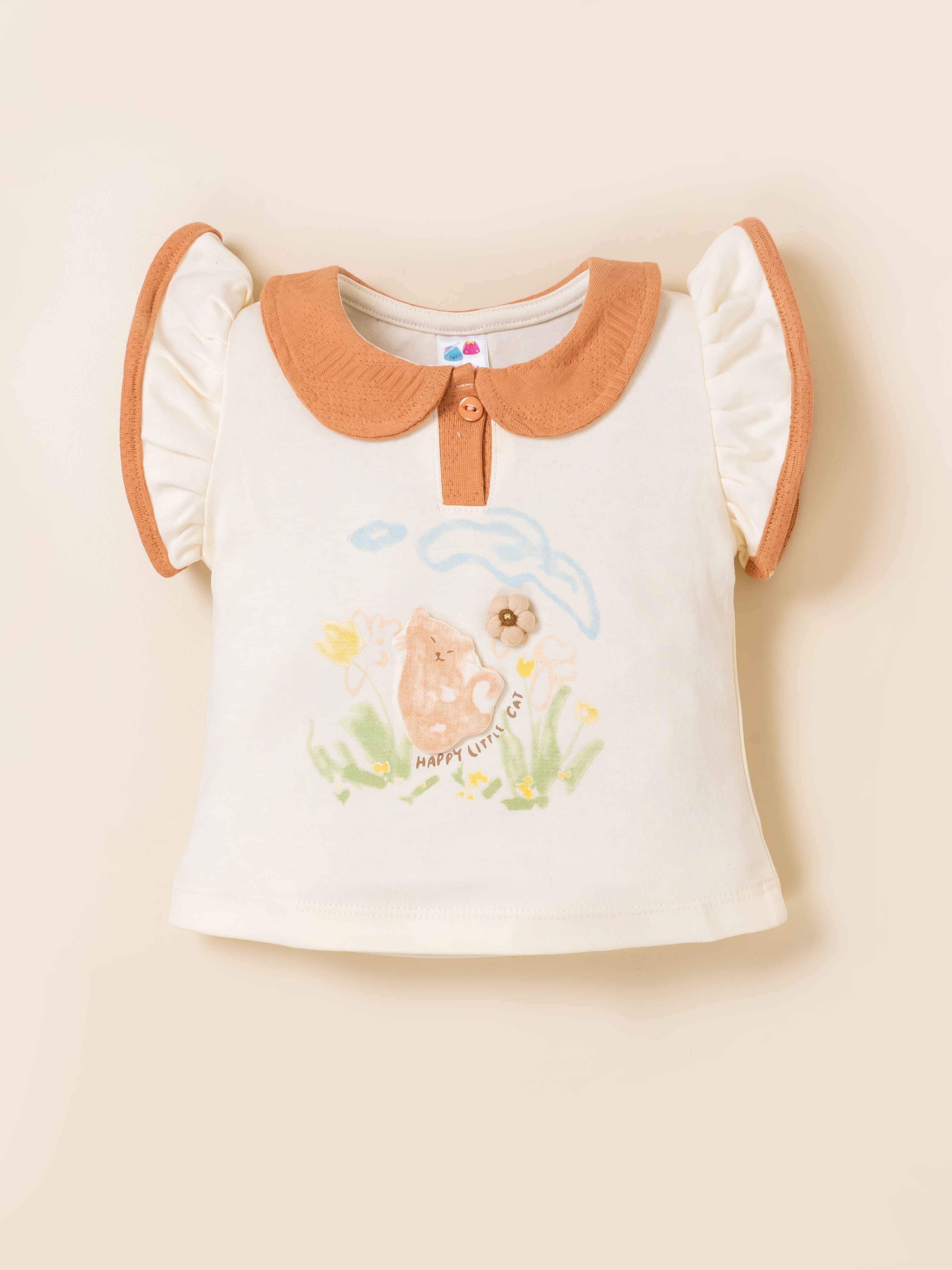 Baby Girl Flutter Sleeve Top & Shorts Summer Clothing Set