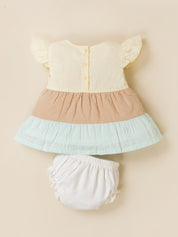 Baby Girls Floral Applique Colorblock Dress