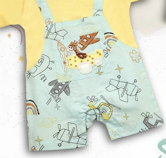 Pompidou Printed Romper Jacket Set For Baby Boys