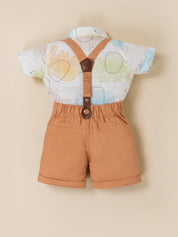 Baby Boys' Pastel Elephant Print Shirt and Suspender Set