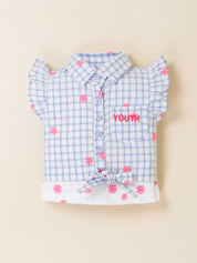 Toddler Girl Top and Skirt Embroidered Check Set