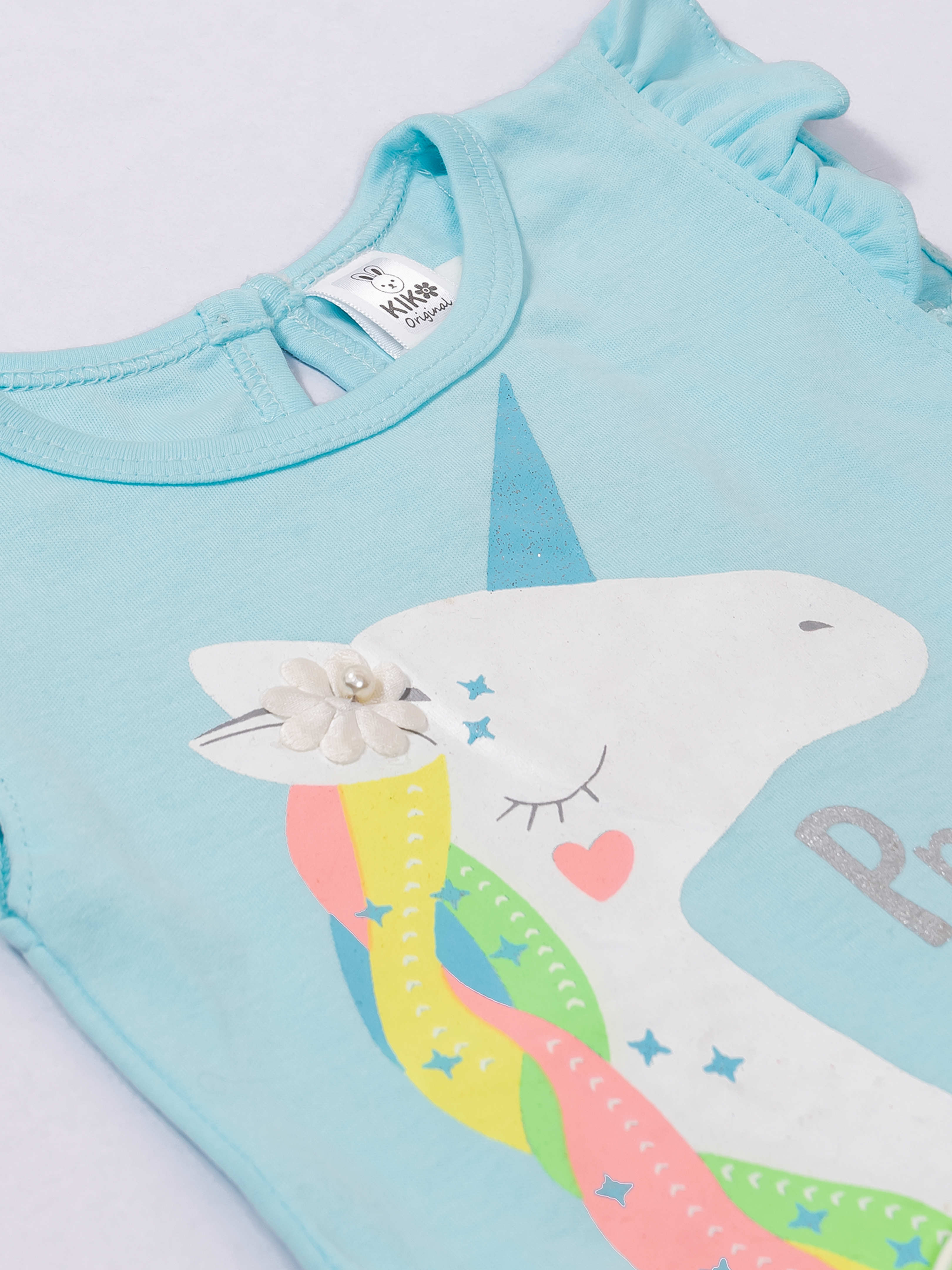 Toddler Girls Unicorn Princess Ruffle Dress – Flutter Sleeve Tiered Frock Outfit