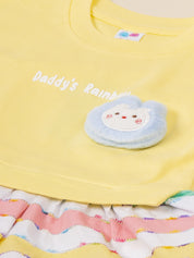 Baby Girl Cotton Frock Set with Rainbow Striped