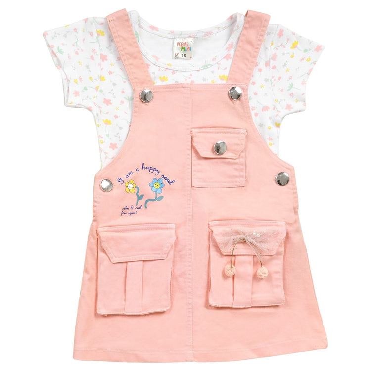 KETI MINI Baby Girls Denim Dungaree and Top Set