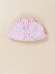Toddler Girls Printed Skirt with Applique Top Set