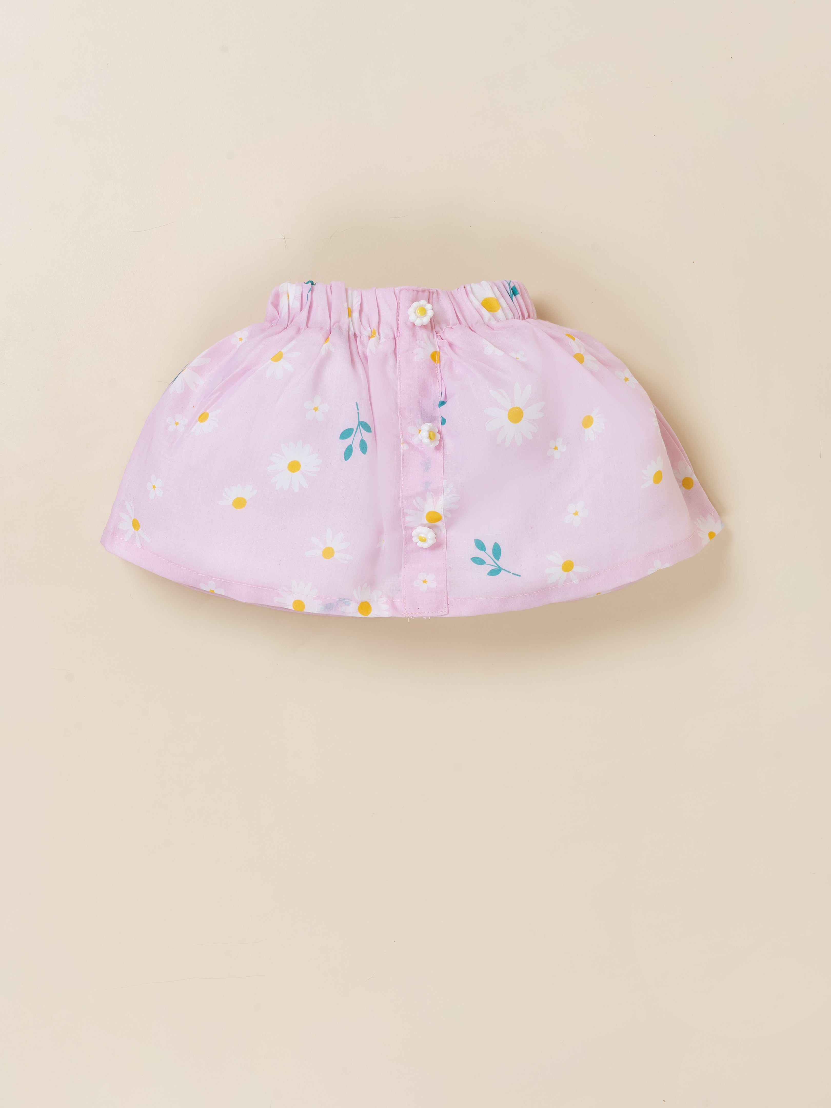 Toddler Girls Printed Skirt with Applique Top Set