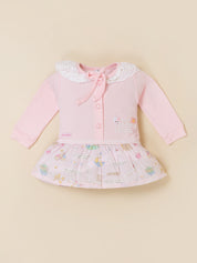 Baby Girls Full Sleeve Frock Top & Bottom Set
