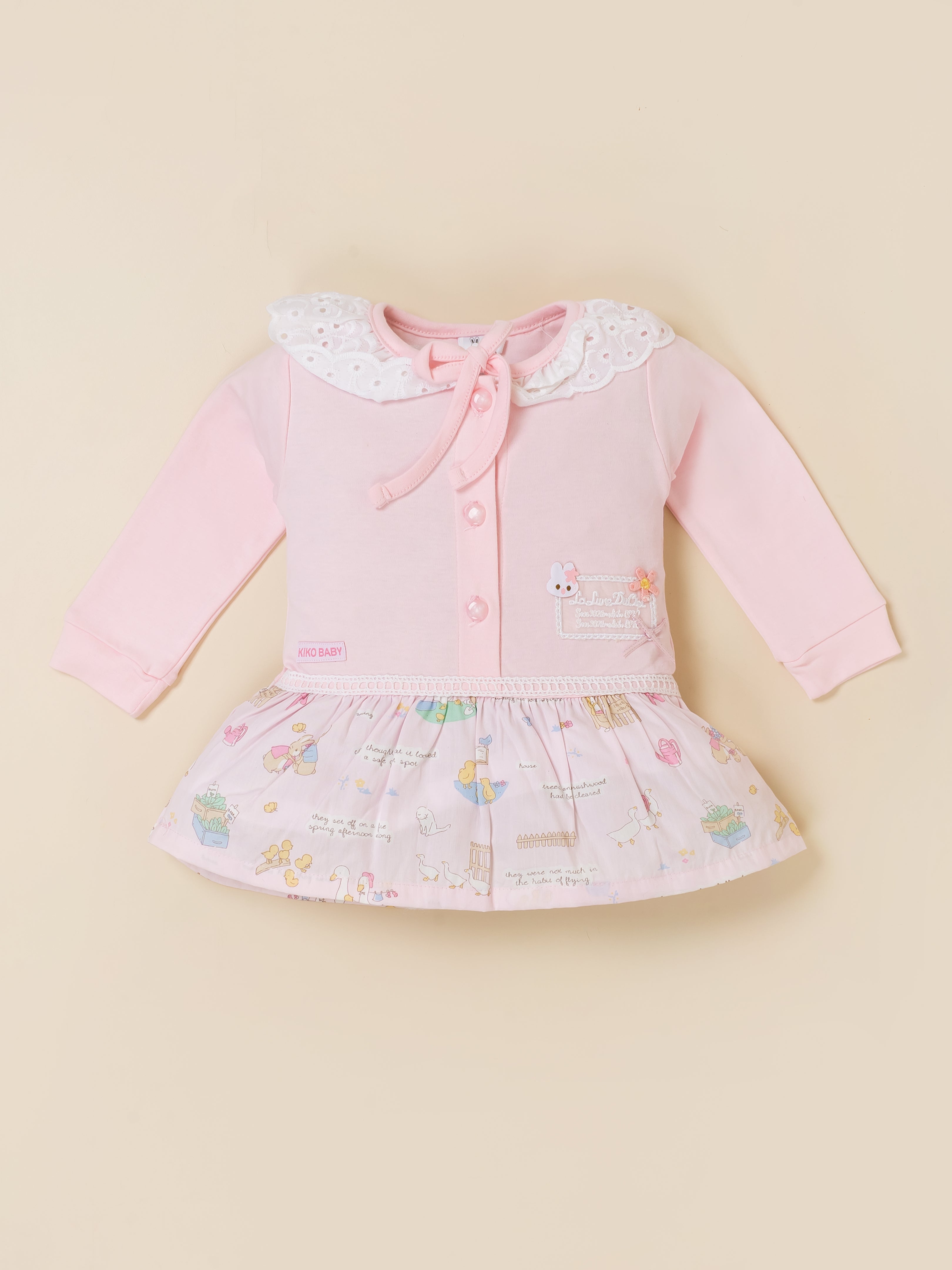 Baby Girls Full Sleeve Frock Top & Bottom Set