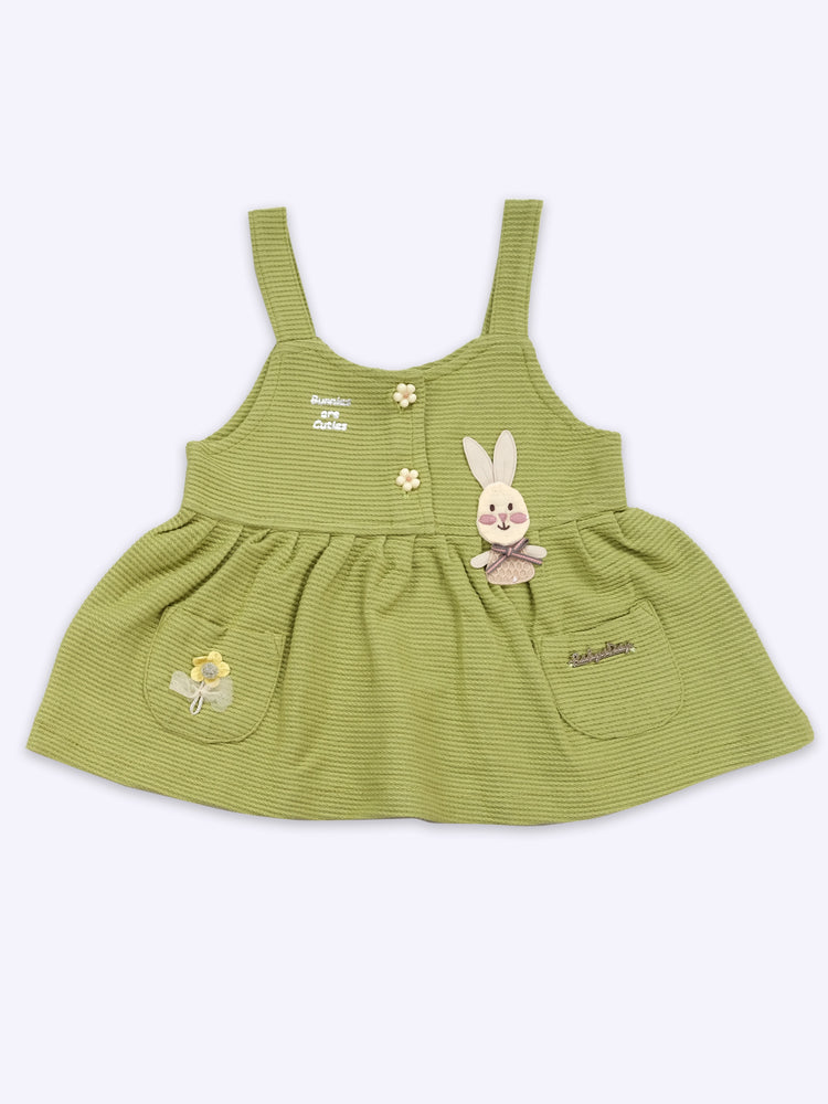 Baby's Day Infant Girls Printed Cotton Dungaree With Top & Brief