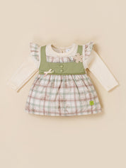 Baby Girls Checked Sleeveless Tunic Top & Bottom Set