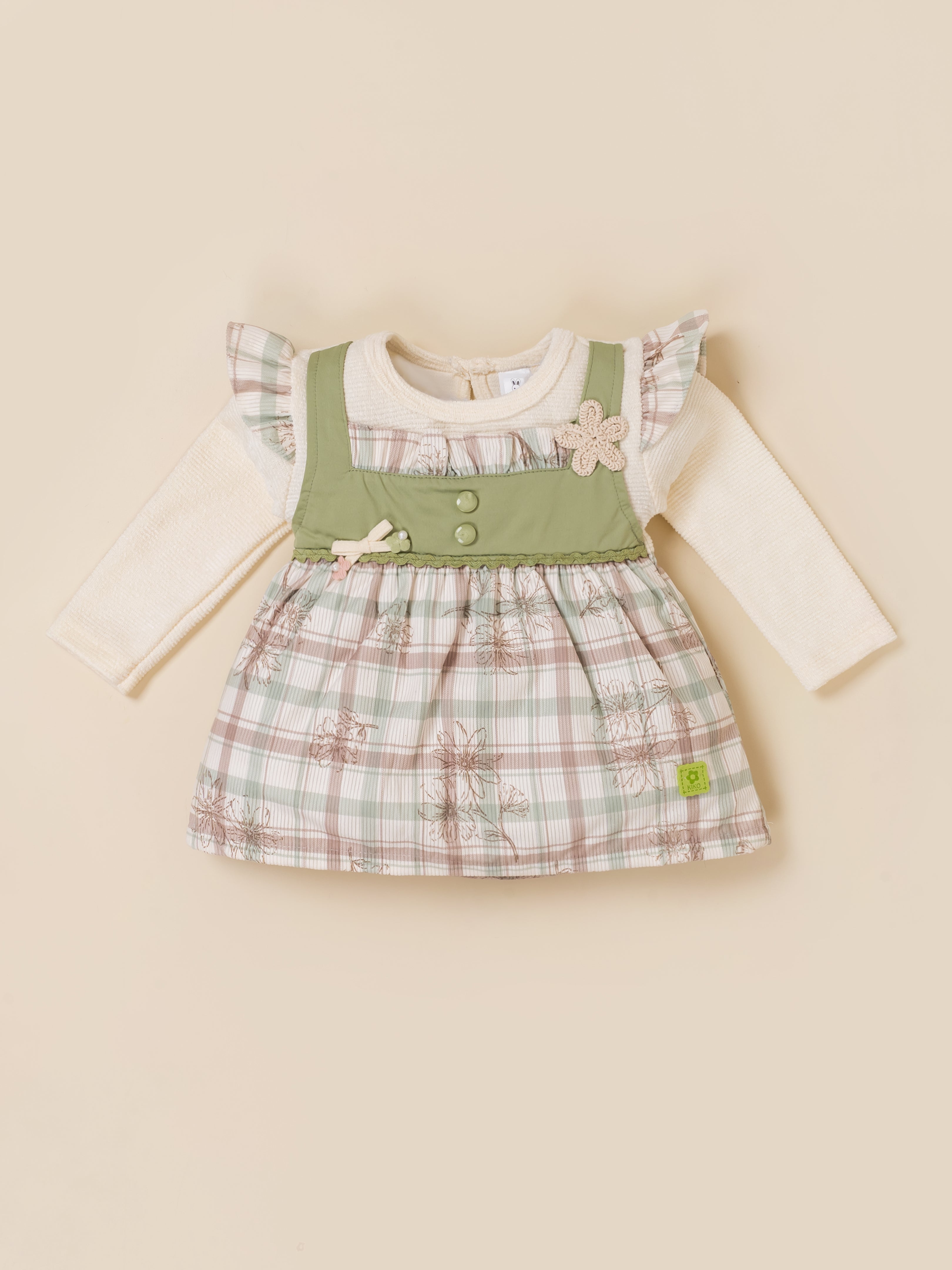 Baby Girls Checked Sleeveless Tunic Top & Bottom Set