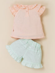 Toddler Girls Embroidered Ruffle Top and Shorts