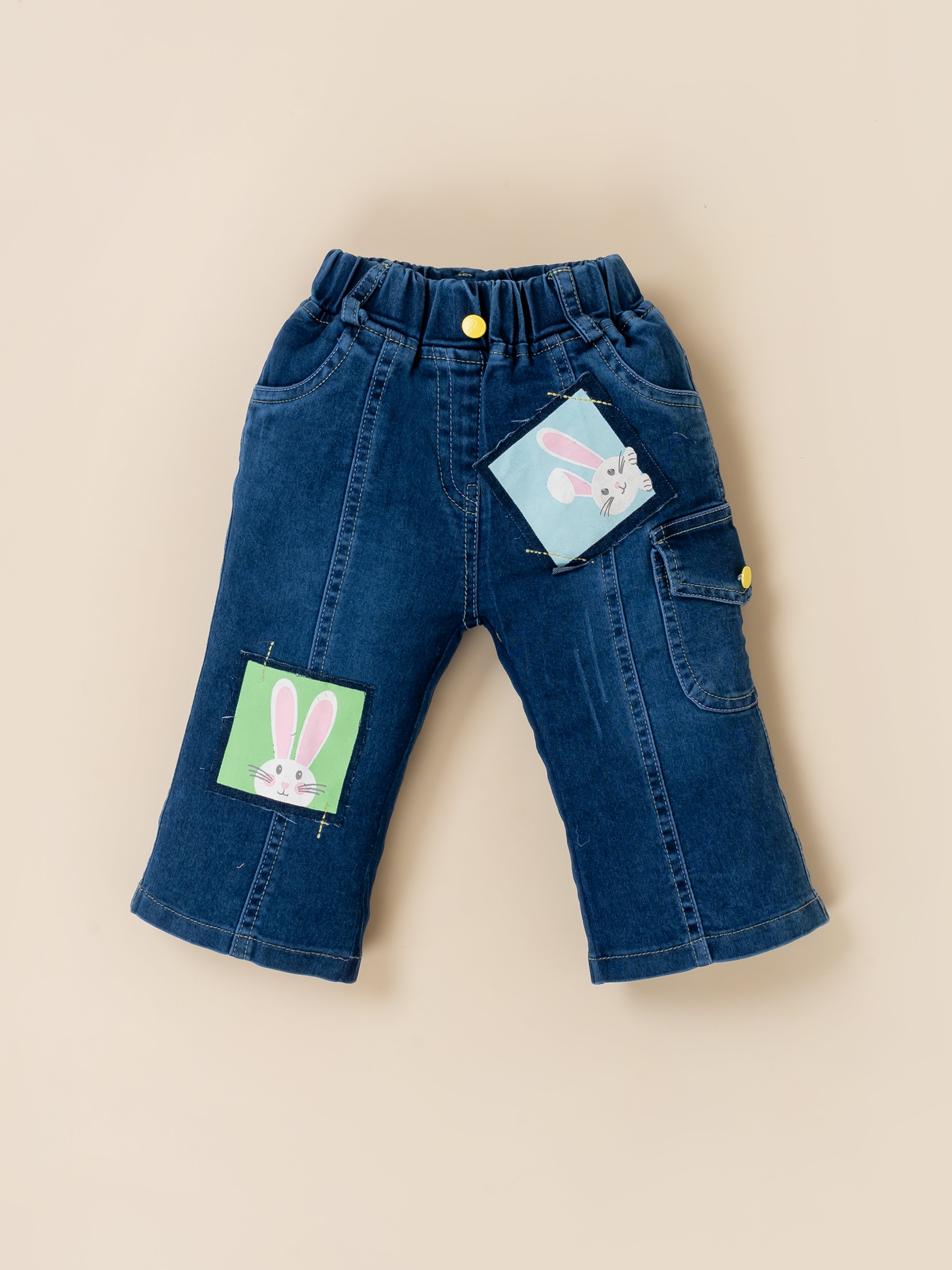 Girls Top with Denim Cargo Pants & Sling Bag Set
