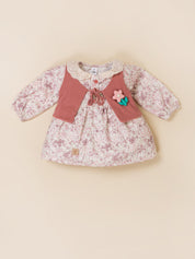 Baby Girls Floral Frock Top with Vest & Bottom Set