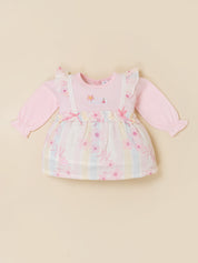 Baby Girls Floral Print Frock Top with Bottom Set