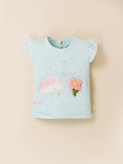Floral Applique Top & Shorts Set for Girls