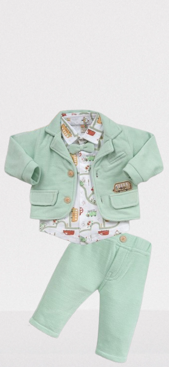 Pompidou Full Sleeves 3 Piece Jacket Set For Baby Boys