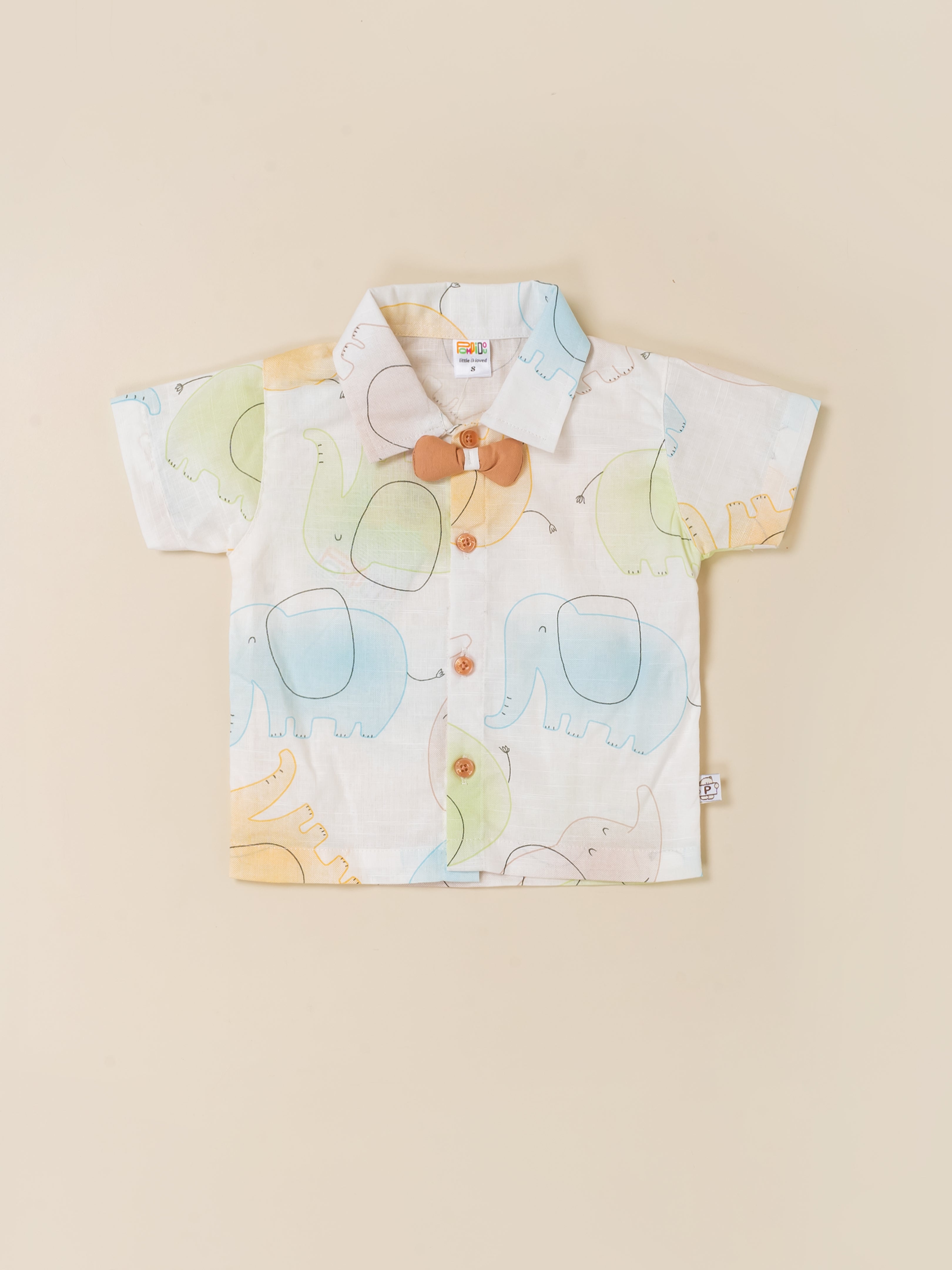 Baby Boys' Pastel Elephant Print Shirt and Suspender Set
