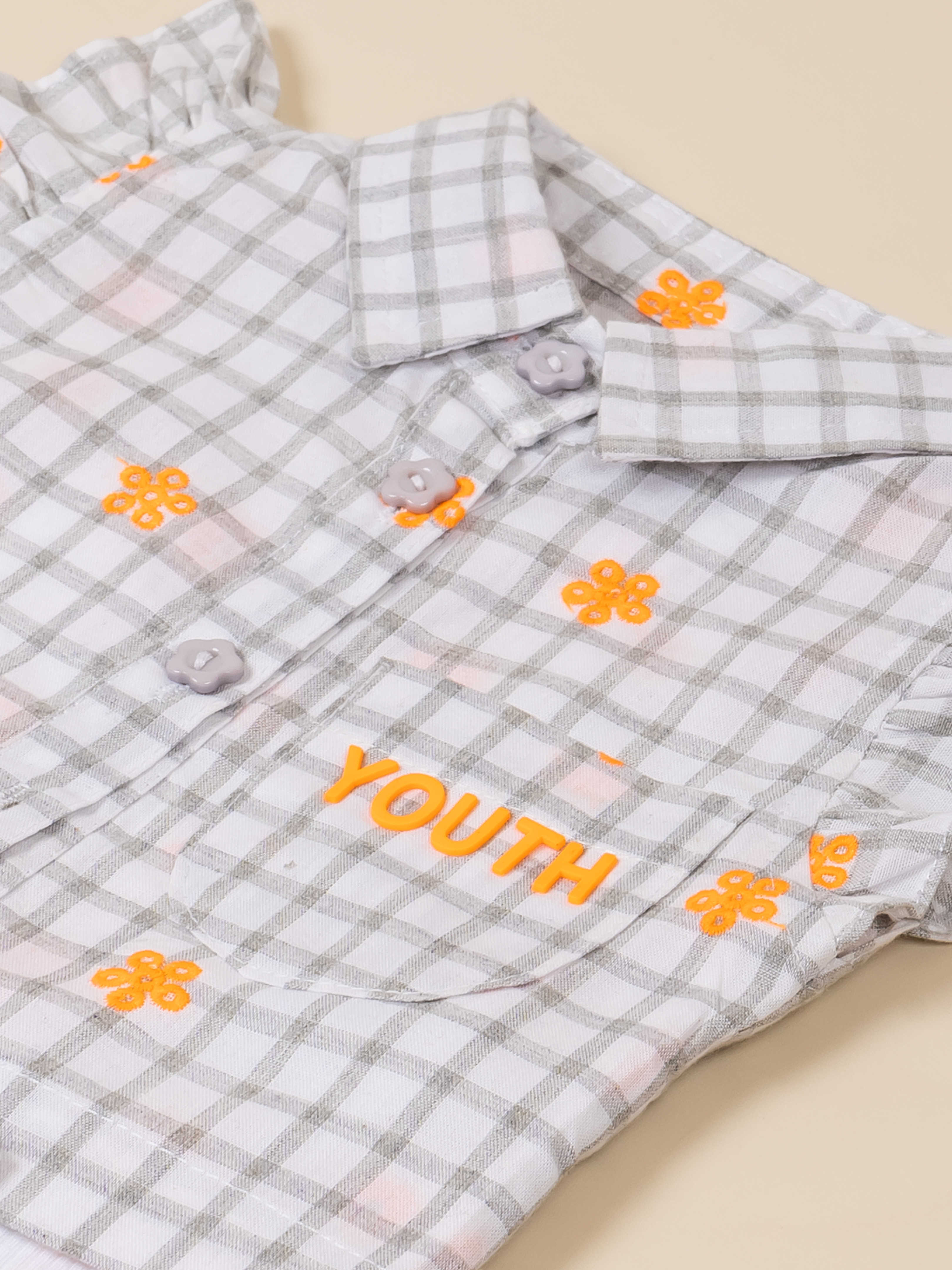 Toddler Girl Top and Skirt Embroidered Check Set
