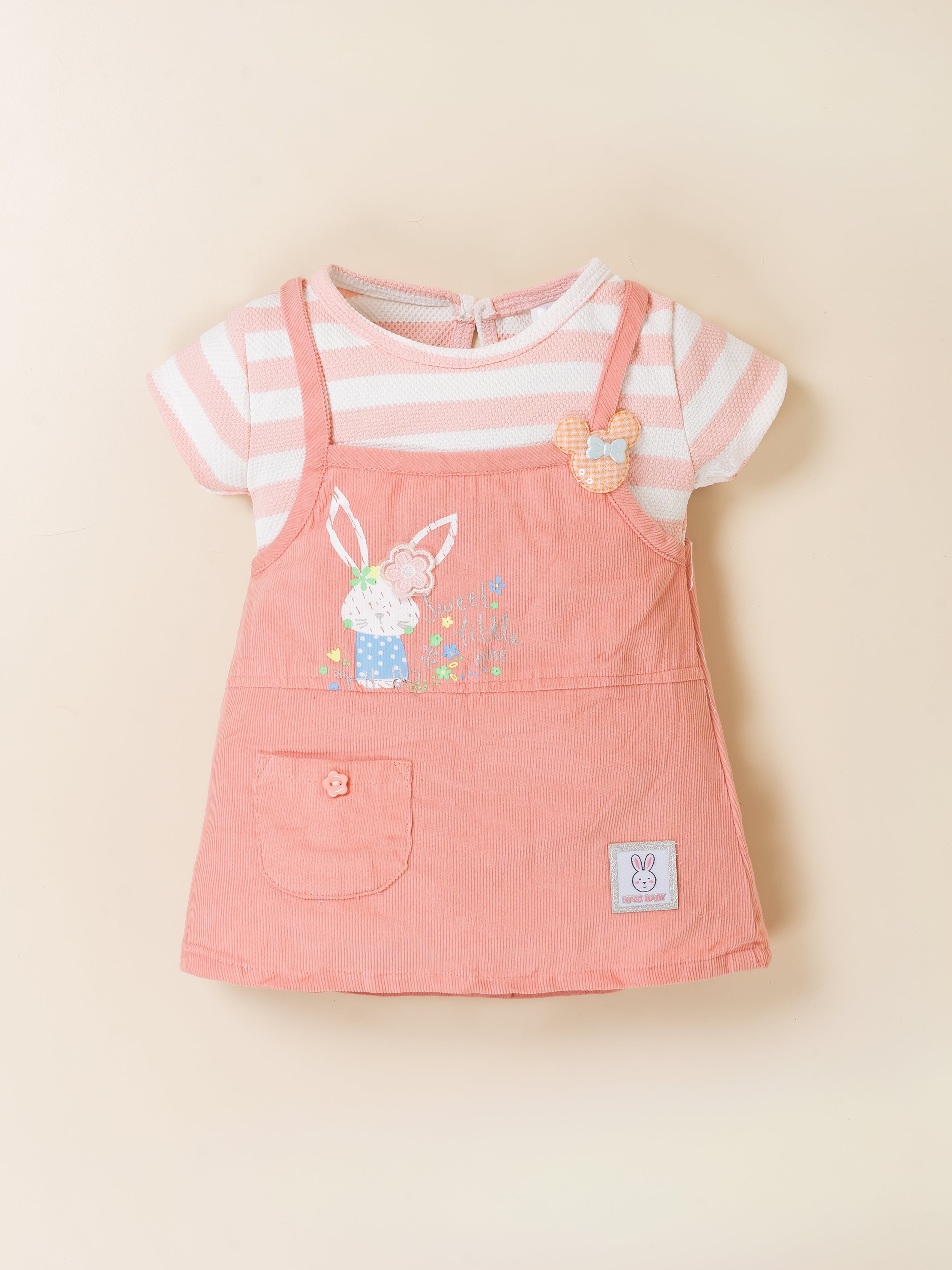 Baby Girl Bunny Dungaree Dress Set