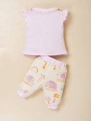 Infant Girl Cotton Top, Bodysuit and Pant Set