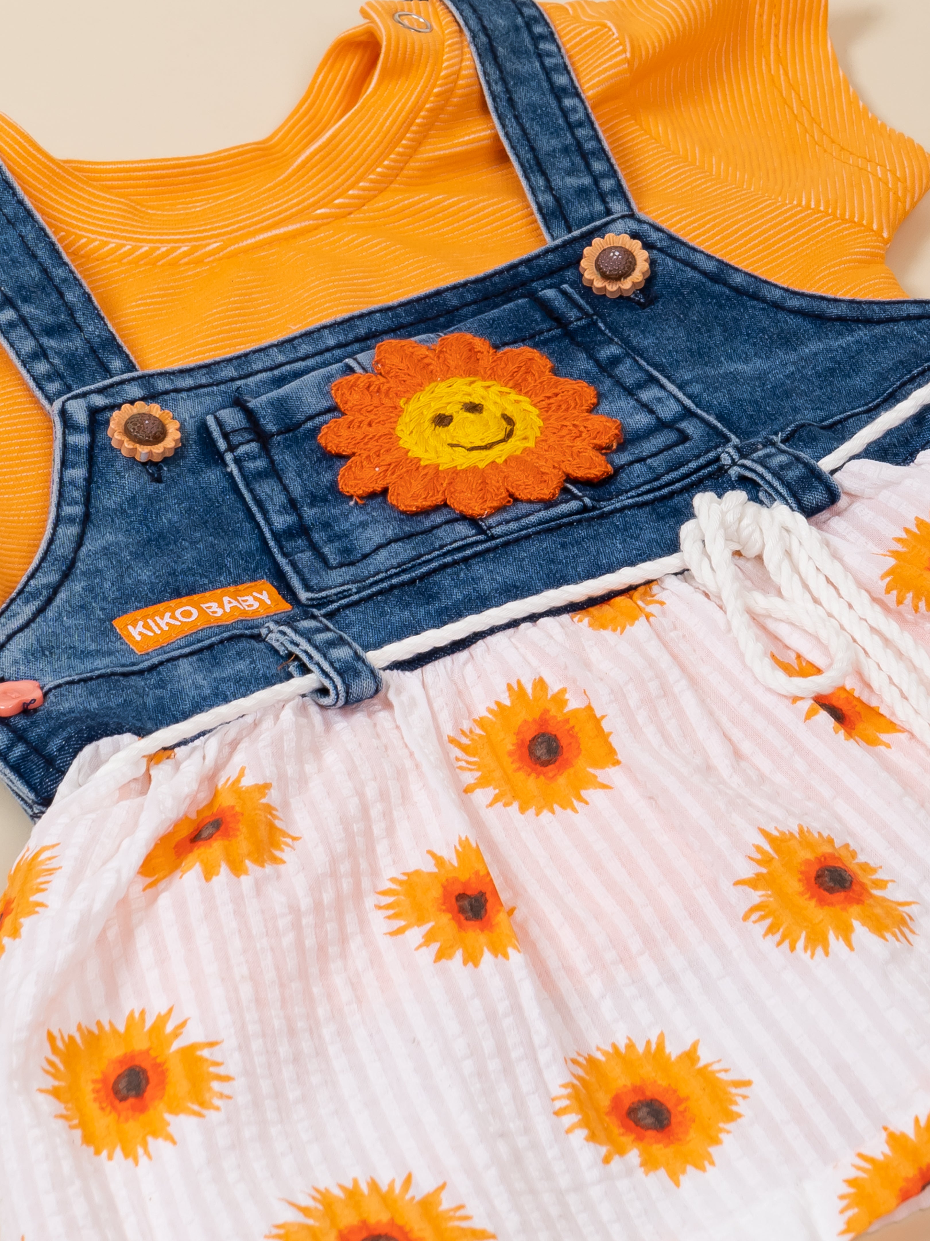 Baby Girl Top & Denim Dungaree Dress Set