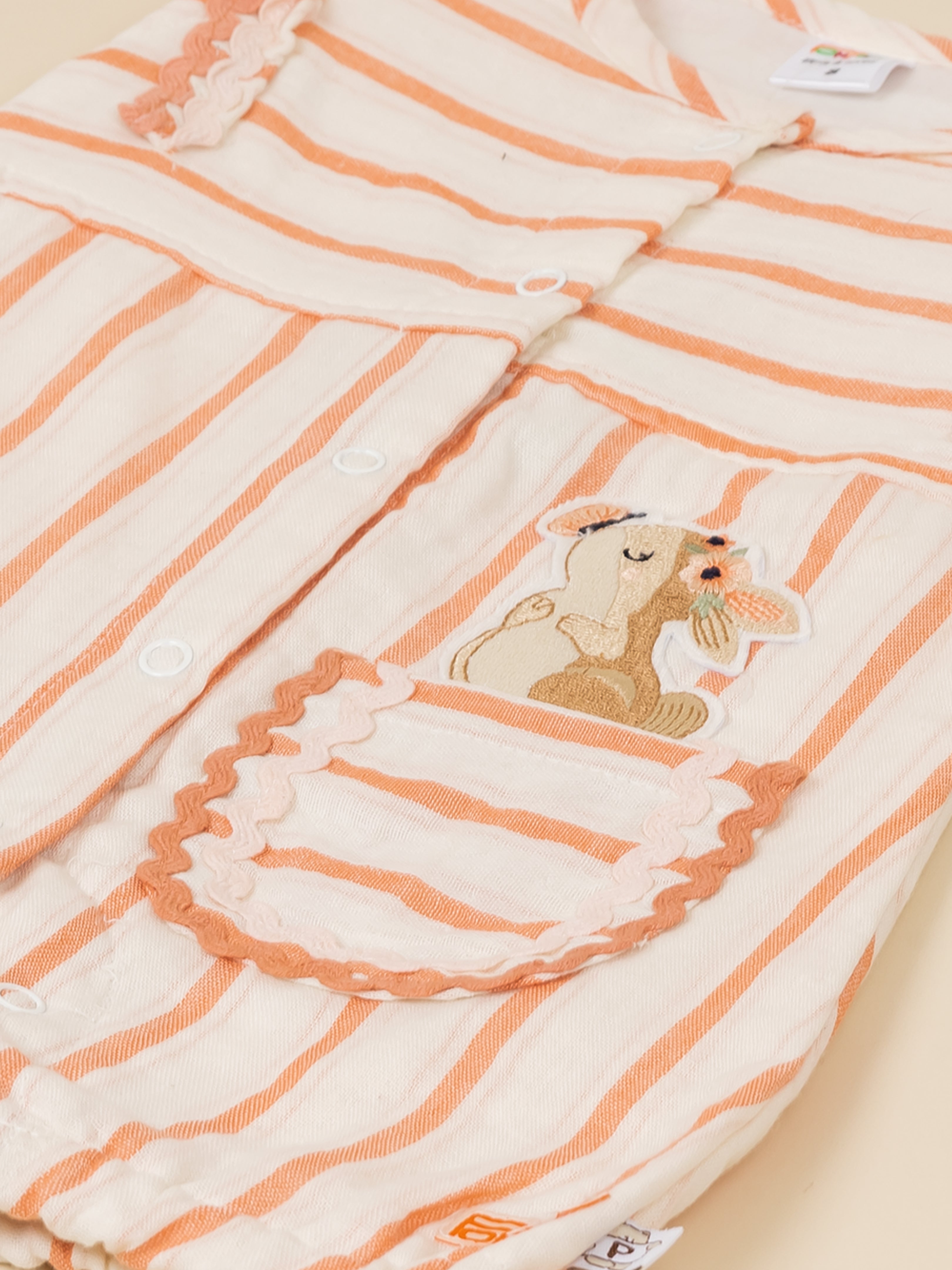 Baby Girls Striped Bunny Jumpsuit Dress