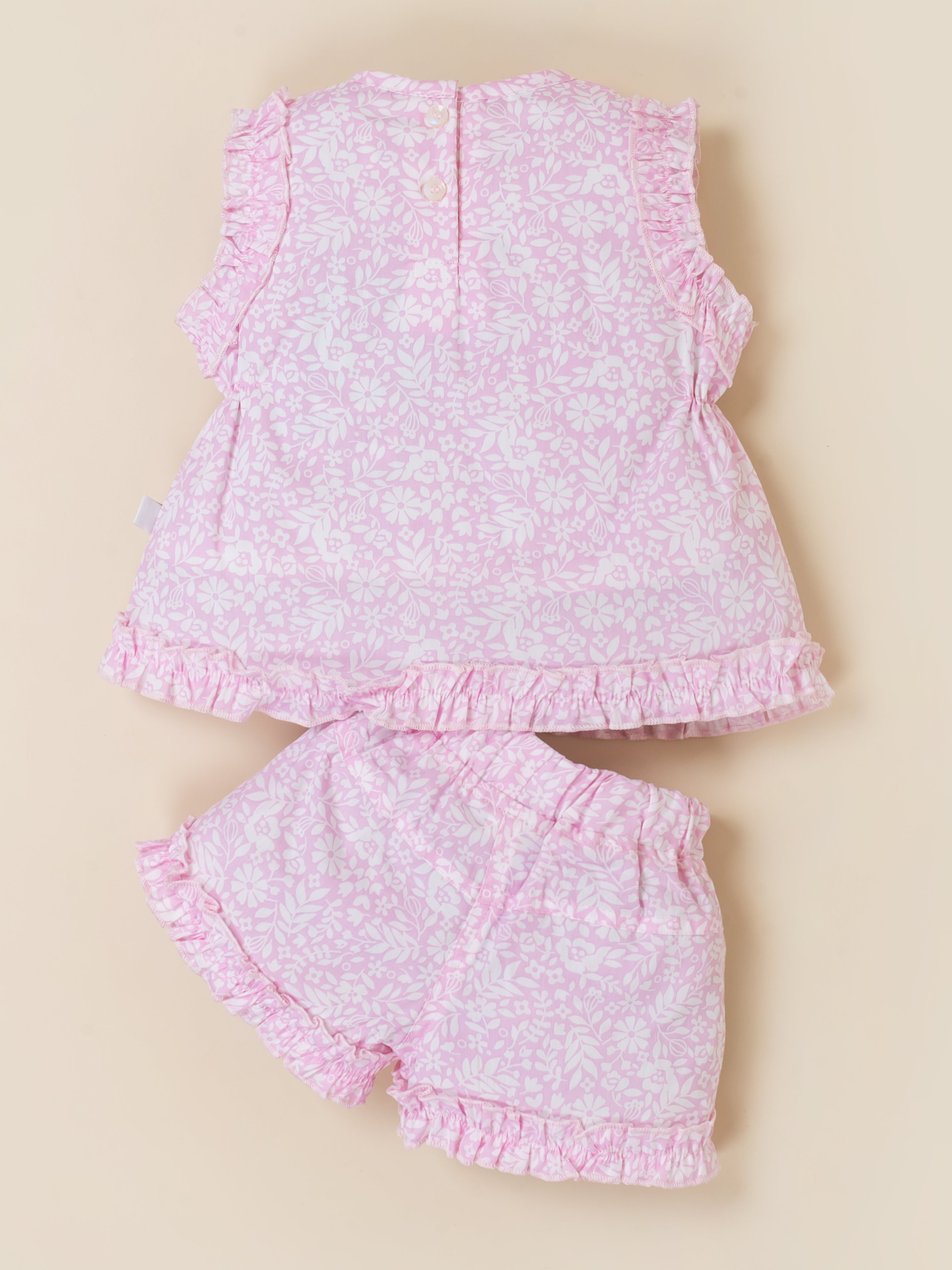 Baby Girls Floral Ruffle Top & Shorts Set