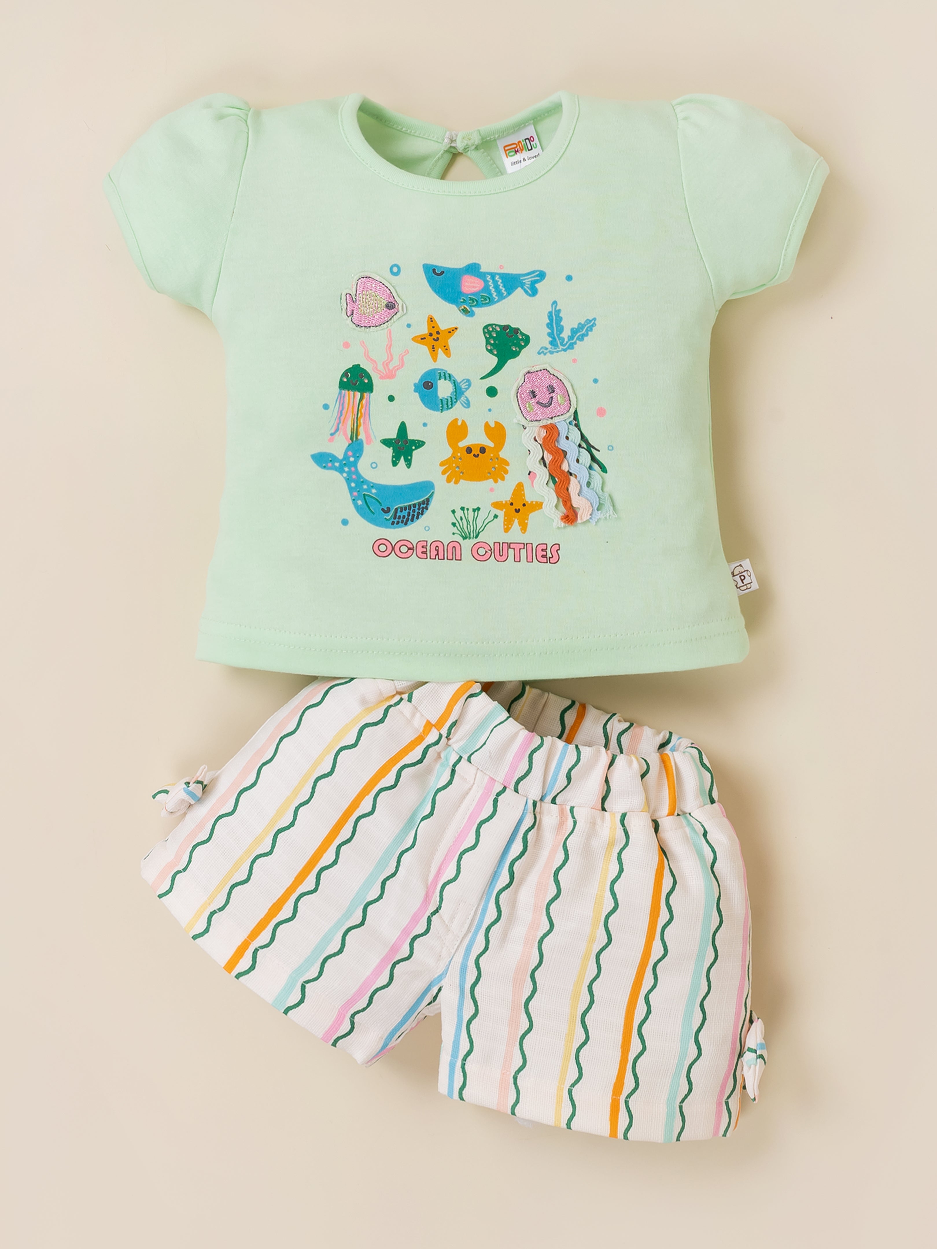 Baby Girls 2-Piece Ocean Shorts Set