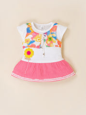Baby Girls Flower Applique Frock with Panty Set