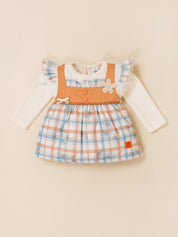 Baby Girls Checked Sleeveless Tunic Top & Bottom Set