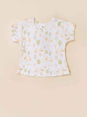 Girls Deer Print Dungaree Dress Set with T-Shirt