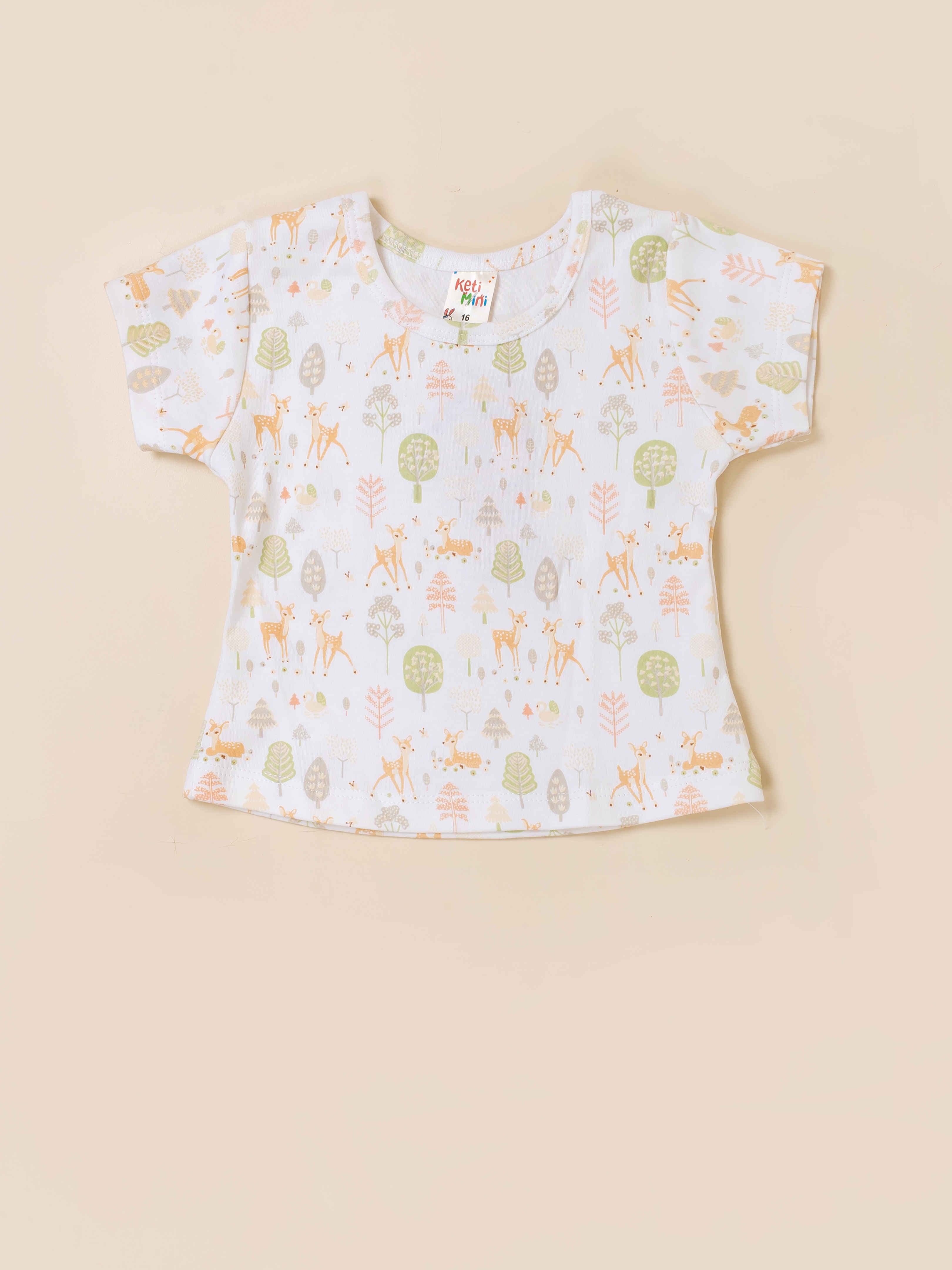 Girls Deer Print Dungaree Dress Set with T-Shirt