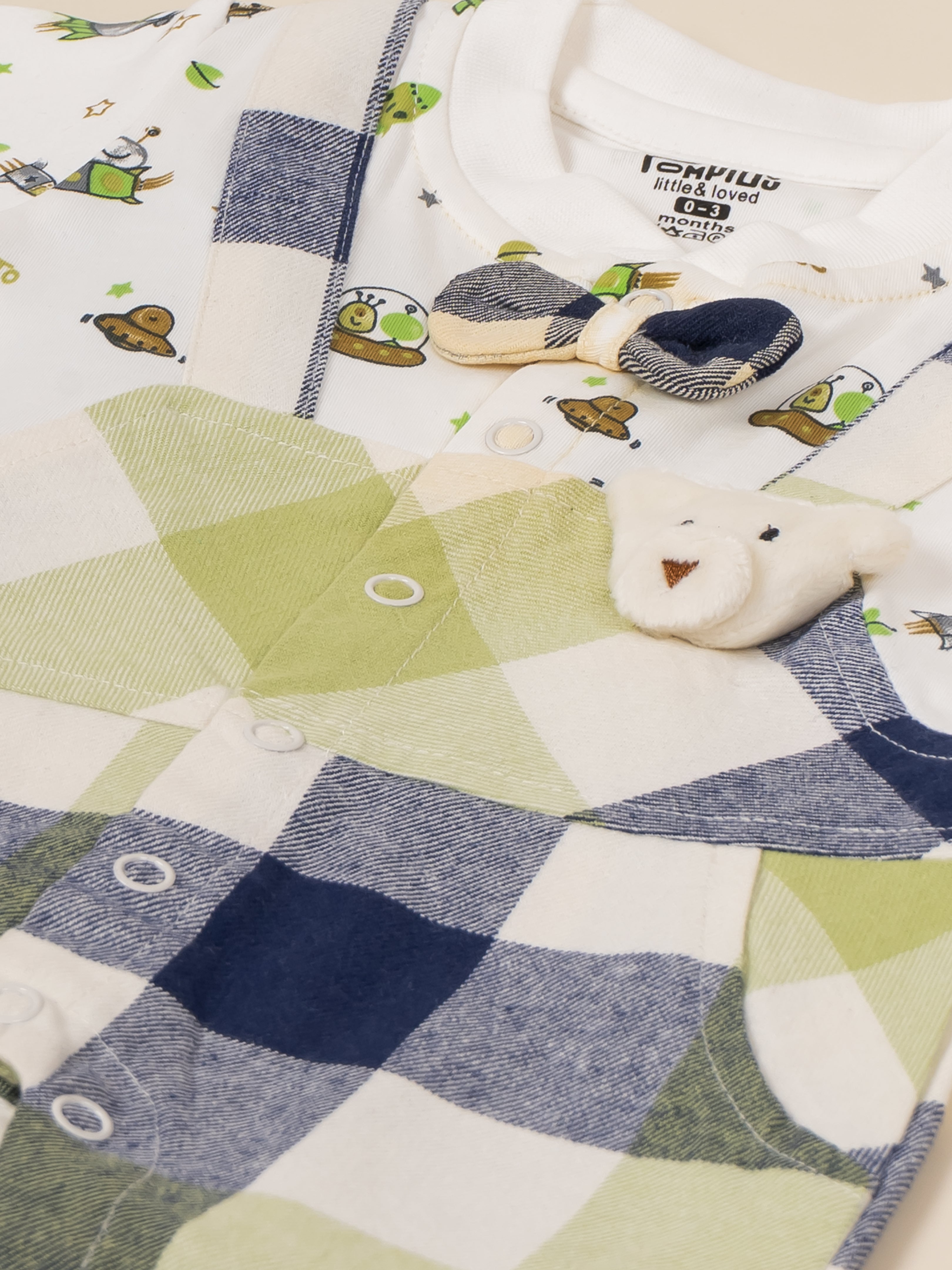 Baby Boy's Plaid Romper & Bow Tie Set