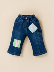 Girls Top with Denim Cargo Pants & Sling Bag Set
