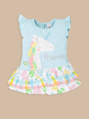 Toddler Girls Unicorn Princess Ruffle Dress – Flutter Sleeve Tiered Frock Outfit