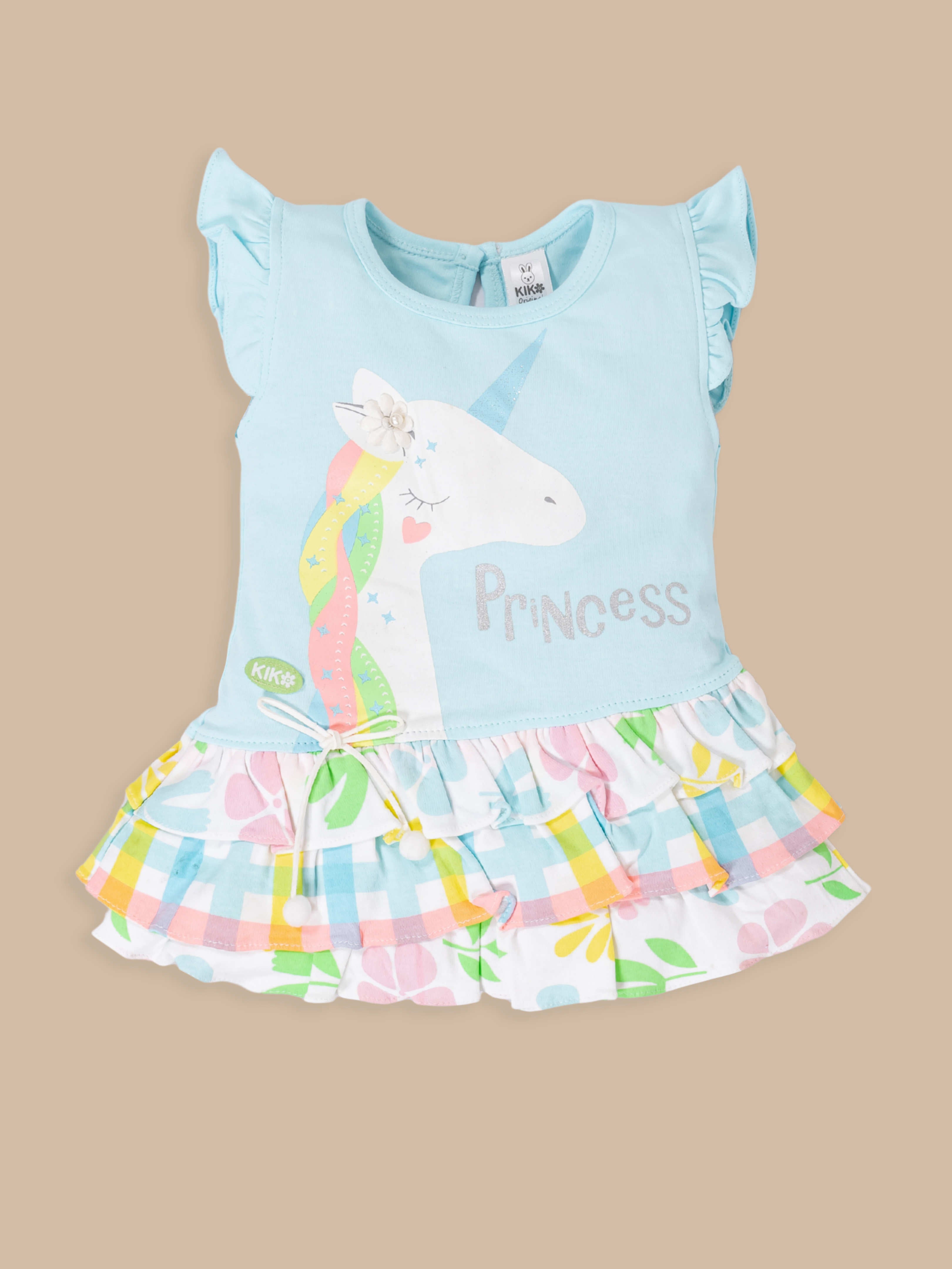Toddler Girls Unicorn Princess Ruffle Dress – Flutter Sleeve Tiered Frock Outfit