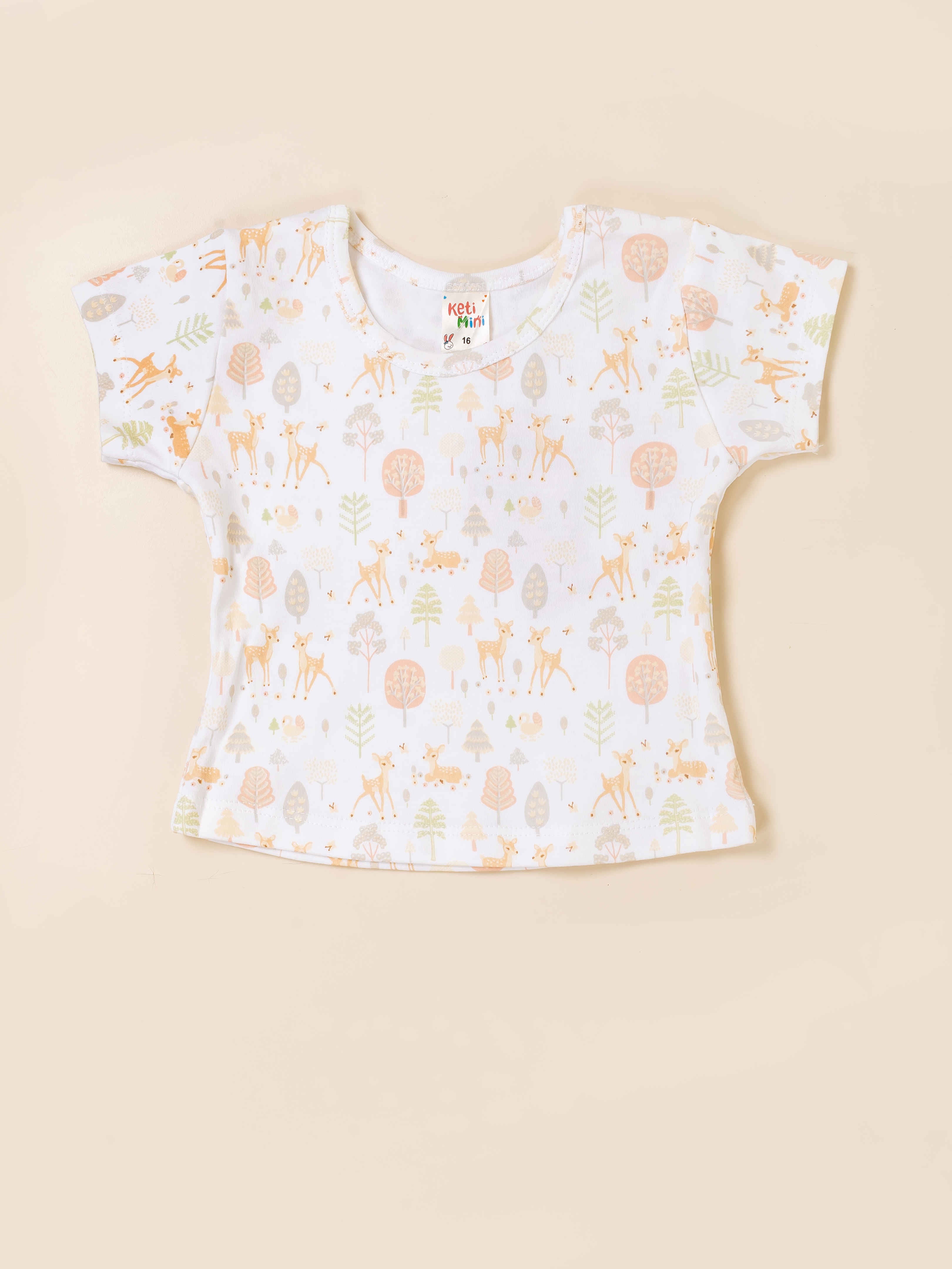 Girls Deer Print Dungaree Dress Set with T-Shirt